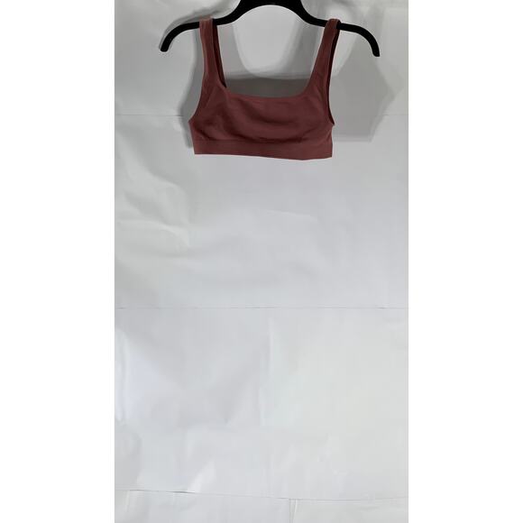 UNIQLO U Women's Pink Straight-Neck Ribbed-Hem Sport Bra SZ S - Picture 2 of 10